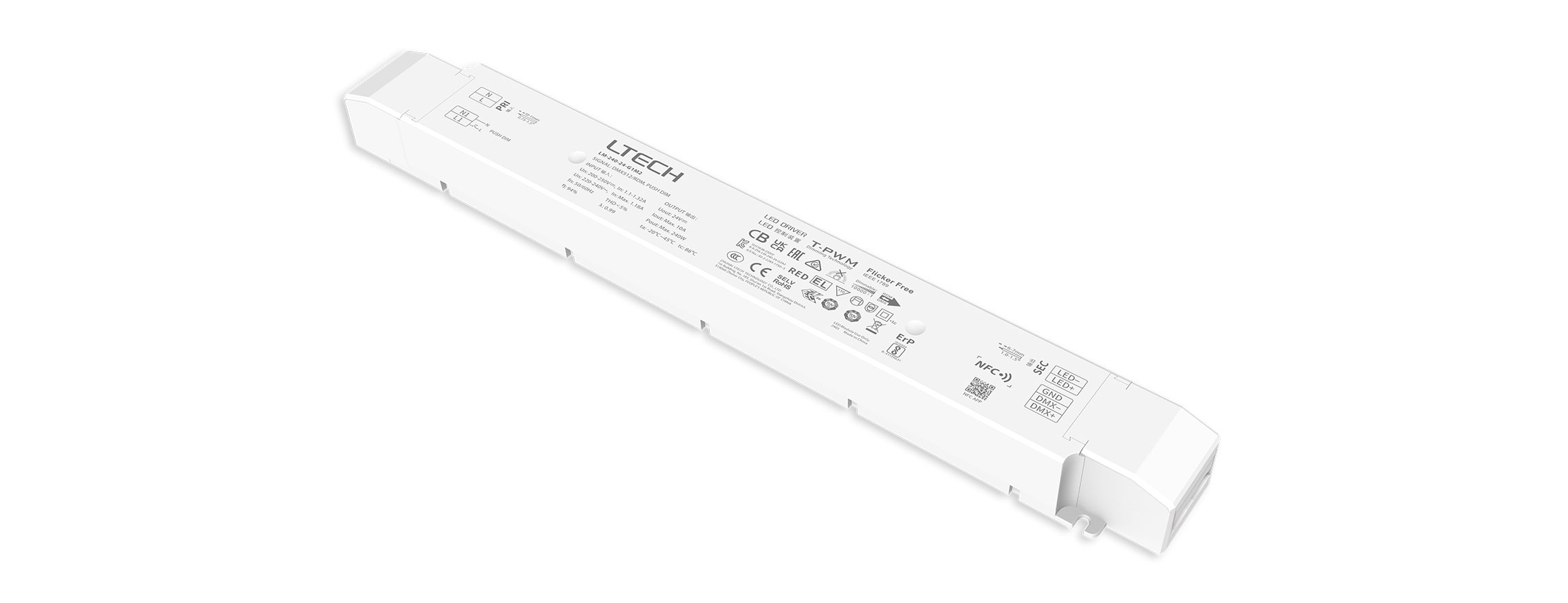 240W 24V NFC可編程DMX恒壓調(diào)光電源 LM-240-24-G1M2