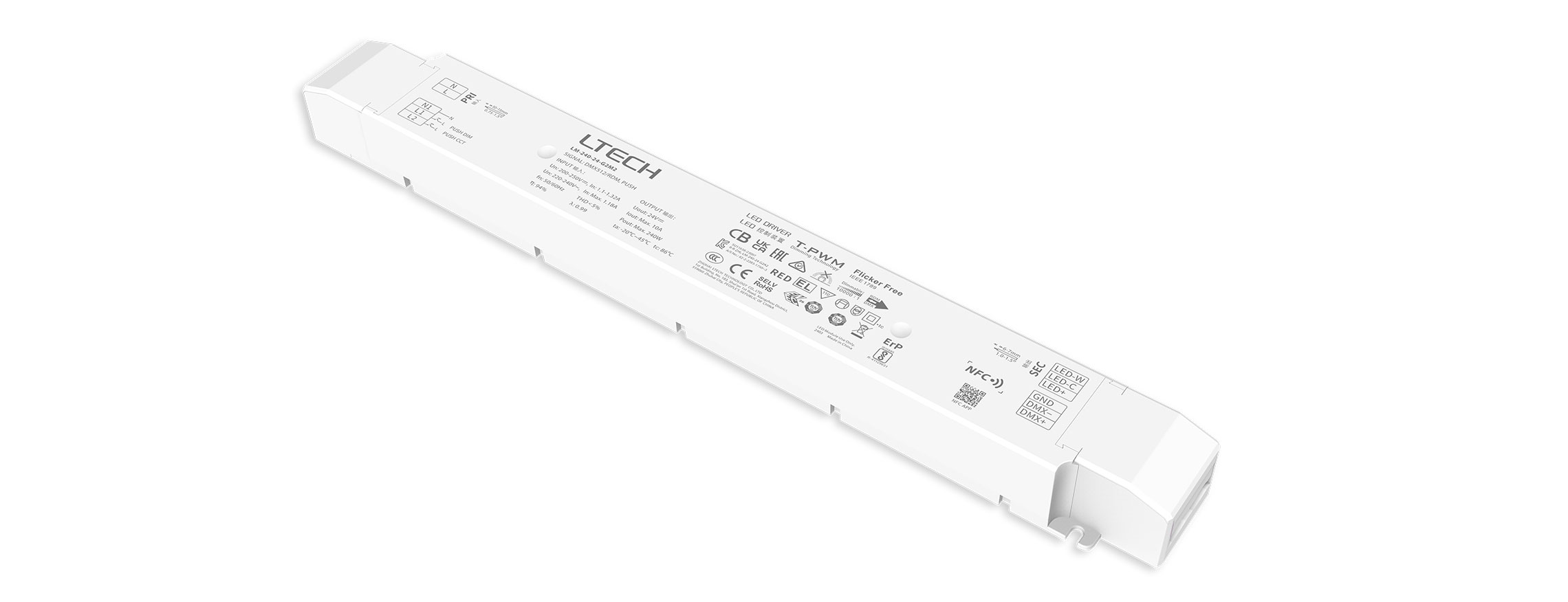 240W 24V NFC可編程DMX恒壓色溫電源 LM-240-24-G2M2