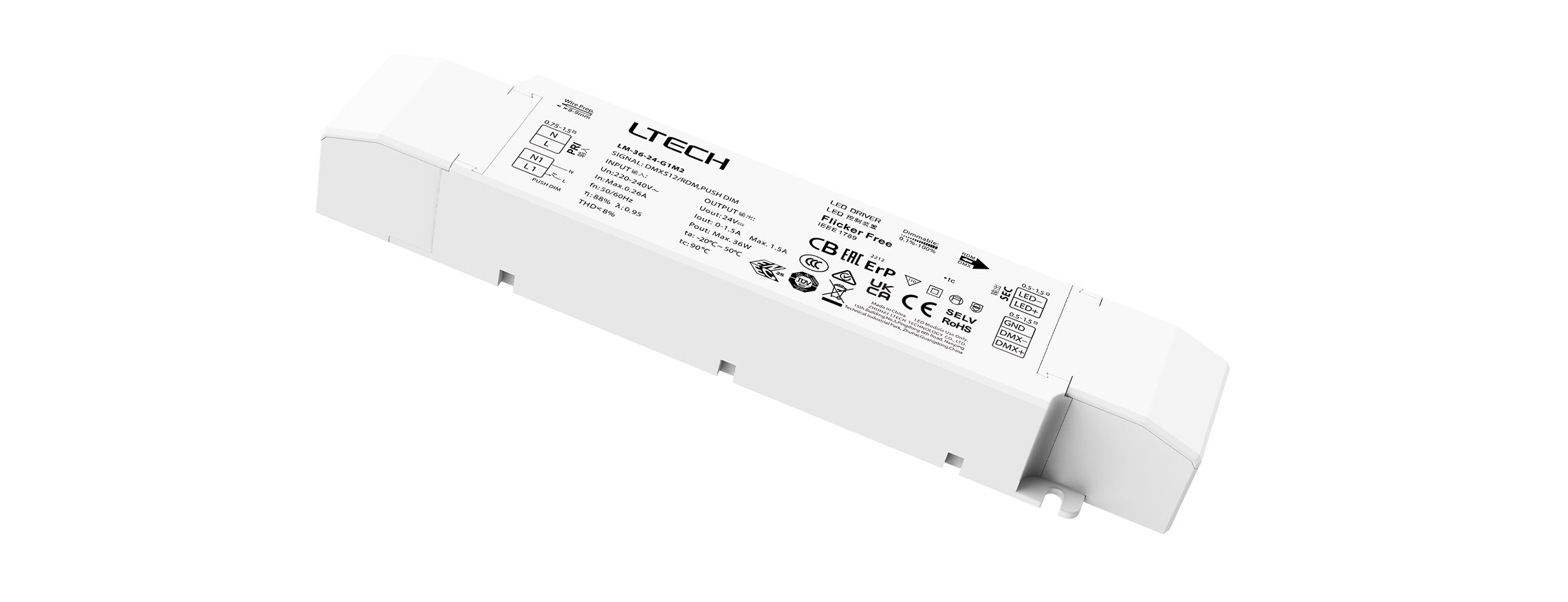 36W 24VDC 恒壓DMX調(diào)光電源 LM-36-24-G1M2