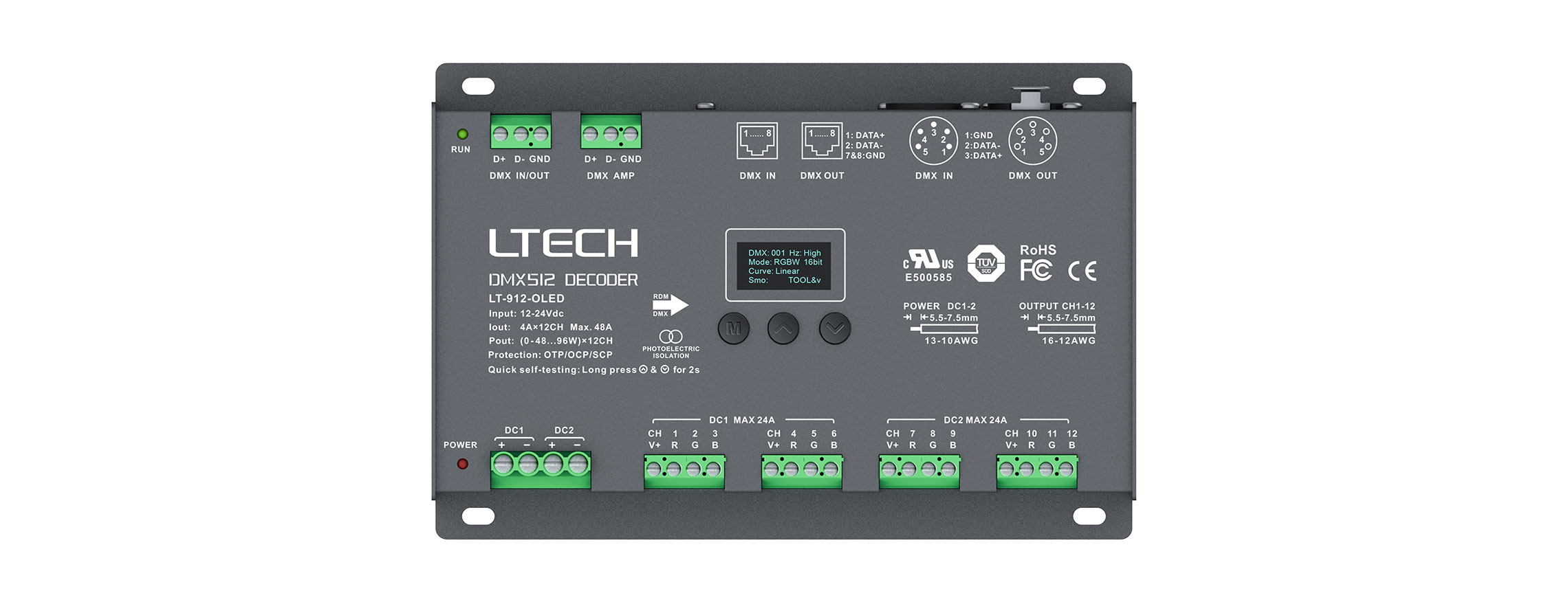 12路 DMX解碼驅(qū)動(dòng)器 LT-912-OLED