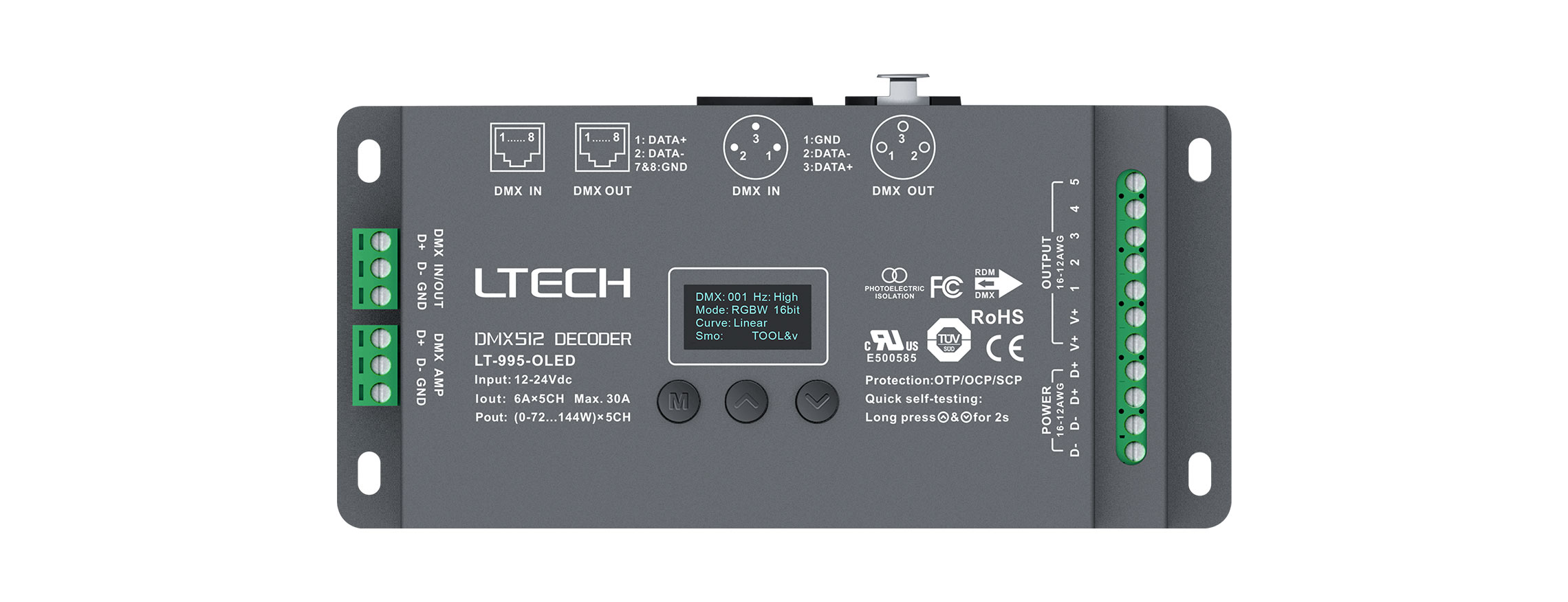 5路 DMX解碼驅(qū)動(dòng)器 LT-995-OLED