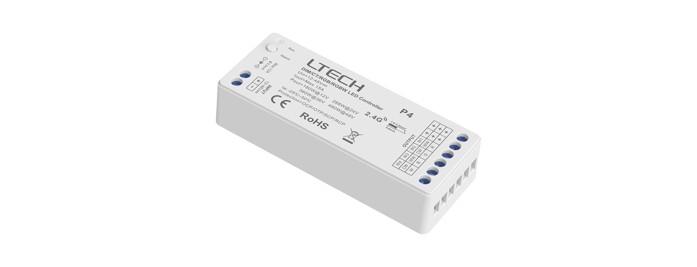 單區(qū)RGBW RF 2.4G無線LED控制器 M4A+P4