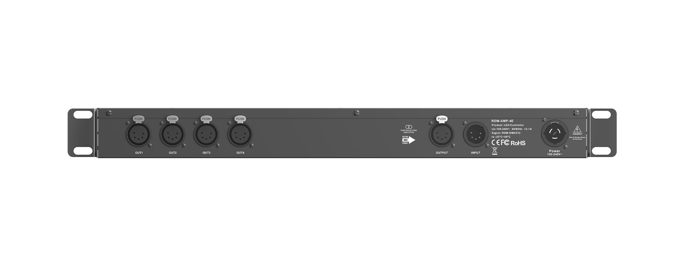 DMX/RDM信號放大分配器 RDM-AMP-4E（NEUTRIK五芯卡儂插頭）