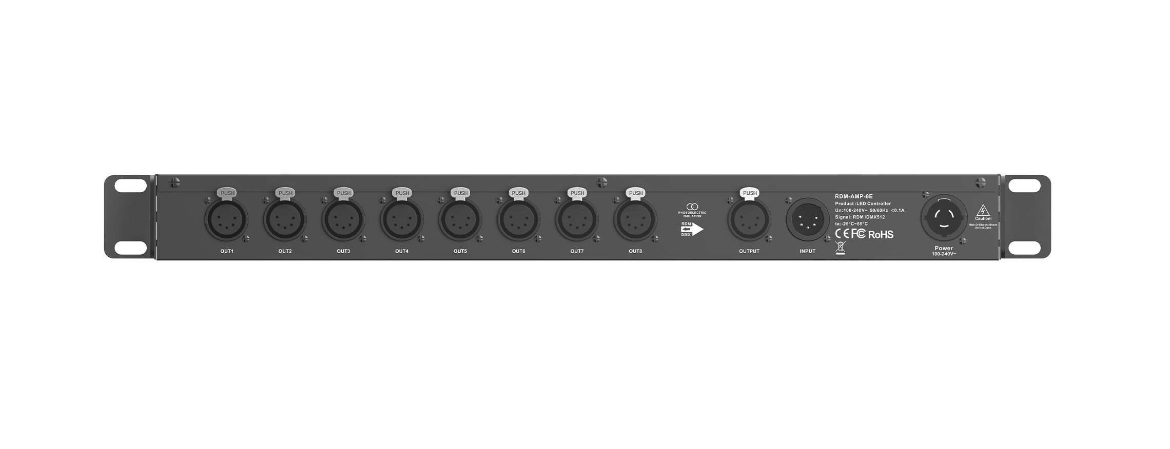 DMX/RDM信號(hào)放大分配器 RDM-AMP-8E（NEUTRIK五芯卡儂插頭）