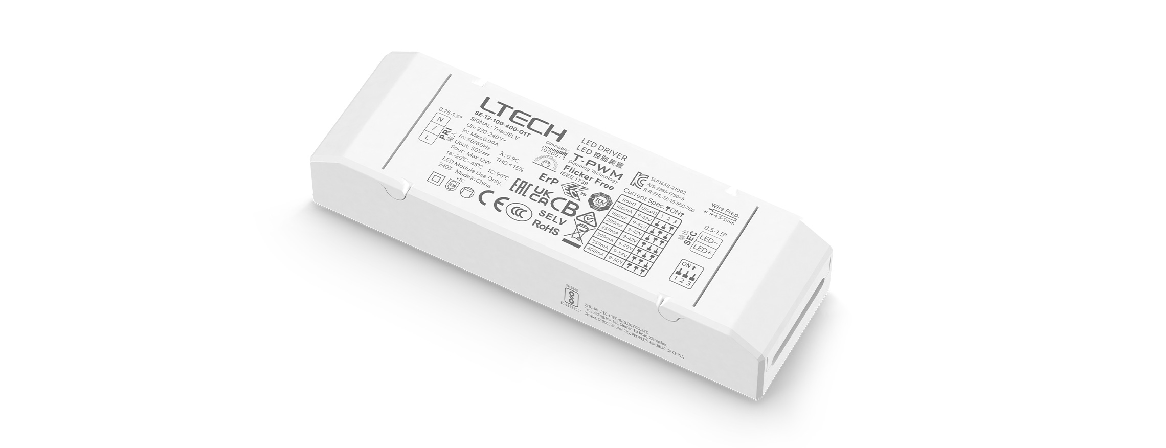 12W 100-400mA 恒流可控硅智能調(diào)光電源 SE-12-100-400-G1T