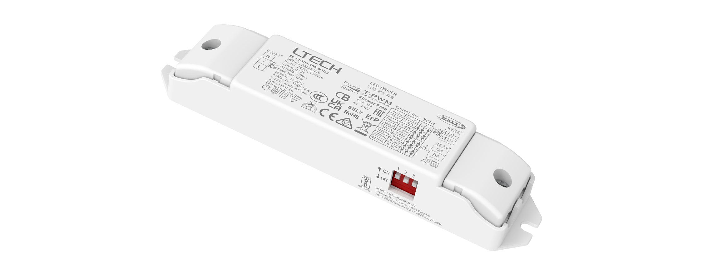 12W 100-400mA 恒流DALI-2調(diào)光電源 SE-12-100-400-W1DS