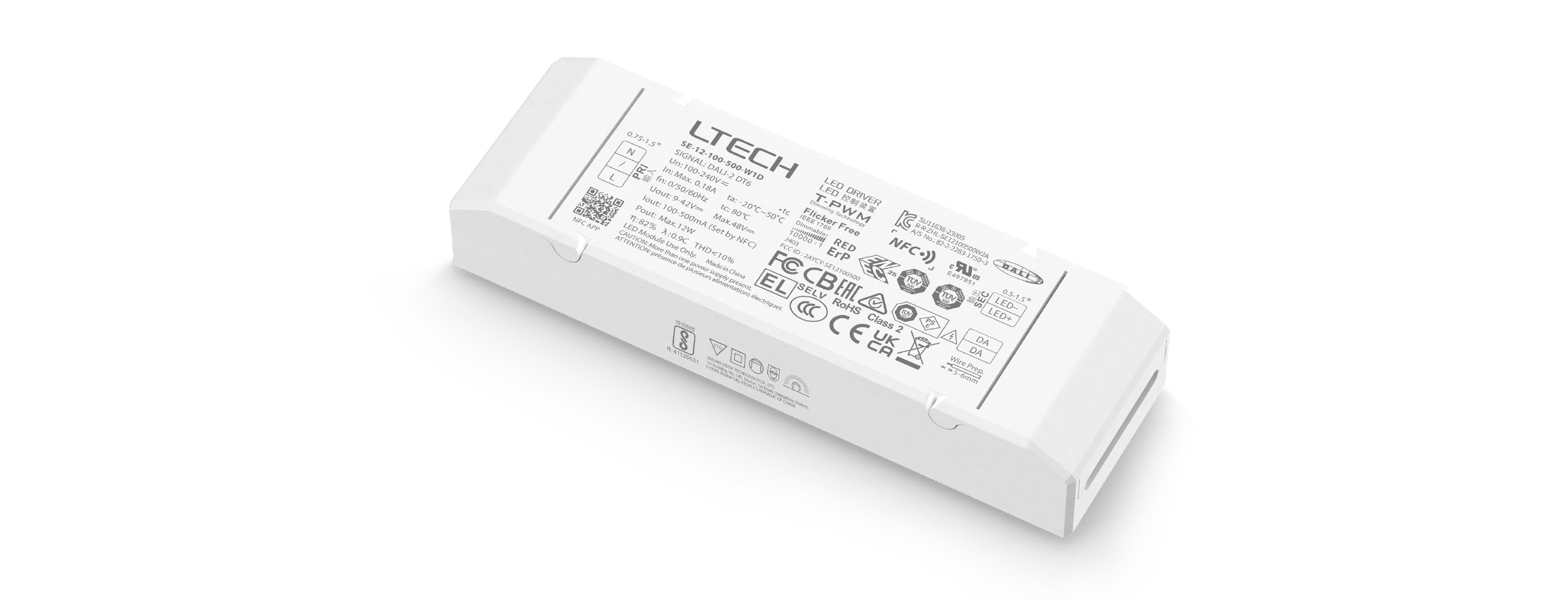 12W 100-500mA NFC可編程DALI調光電源 SE-12-100-500-W1D