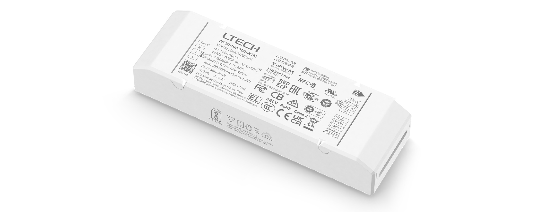 20W 100-700mA NFC可編程DMX色溫電源 SE-20-100-700-W2M