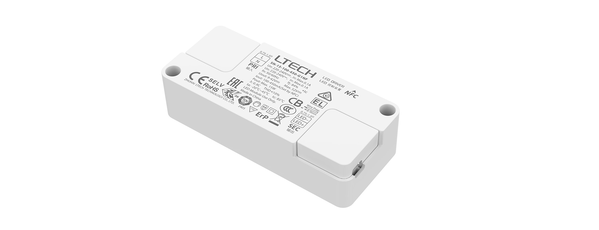 15W超小體積NFC可編程ON/OFF恒流緩啟動(dòng)電源 SN-15-100-450-G1NF