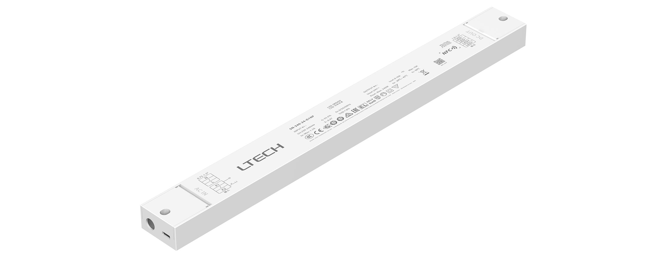 240W 24VDC NFC可編程ON/OFF恒壓緩啟動電源 SN-240-24-G1NF