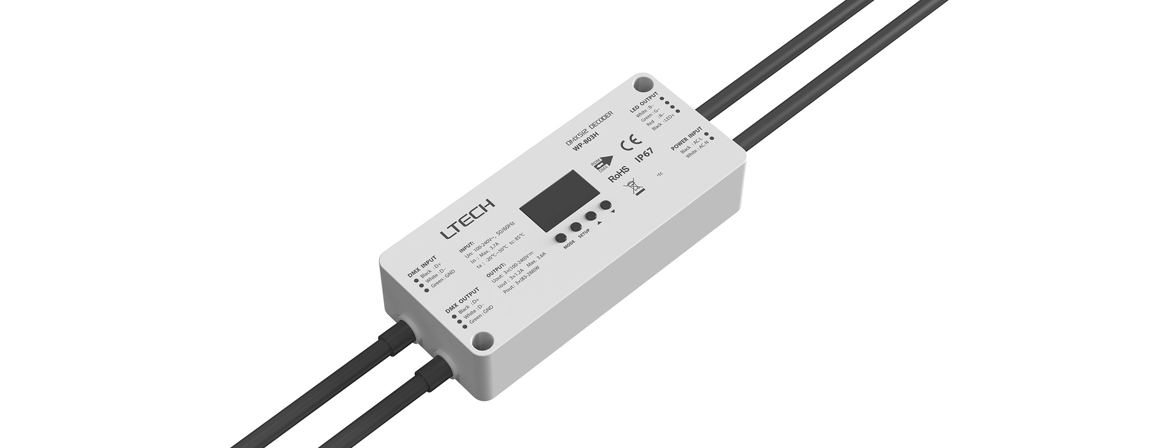 3路 防水DMX/RDM恒壓解碼器 WP-803H（高壓燈帶）